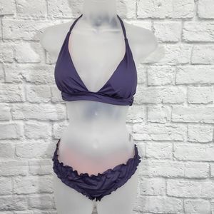 V.S. Plunge Halter & The Ruffle Cheeky 2 Piece Bikini Swimsuit Set